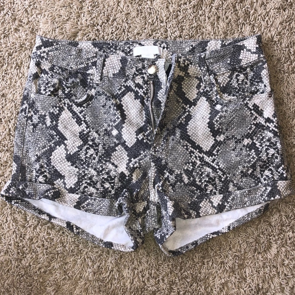 Snakeskin patterned shorts